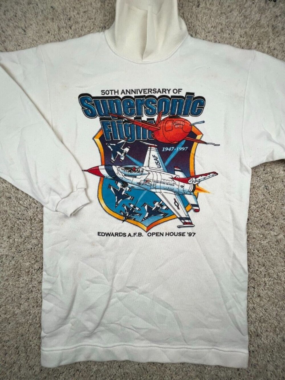 Vintage Air Force Supersonic Flight Edwards AFB 50th Anniversary Sweater 1997
